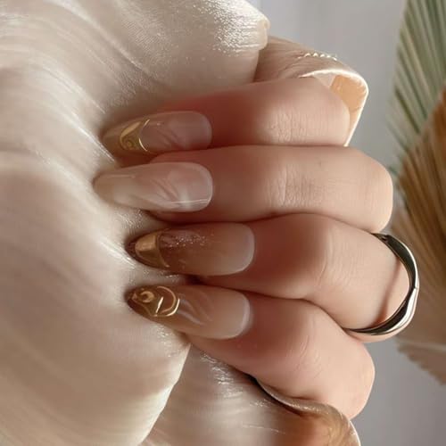 Pffiocix 24 Stück kurze quadratische glänzende Nägel zum Aufdrücken für Frauen und Mädchen, volle Abdeckung, künstliche Fingernägel, Acryl, Falsche von Pffiocix