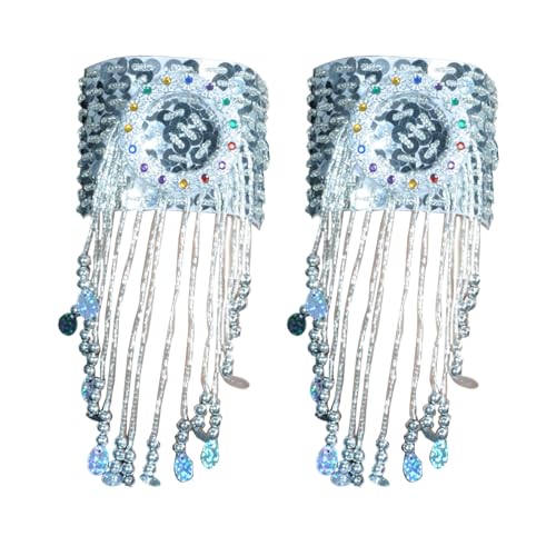 Pffiocix Blingbling Bauchtanz-Armband mit Fransen, Juwelenarmband, Bauchtanz-Armreif, funkelnder Schmuck, Bauchtanz-Kostüm, Kinder, Einheitsgröße von Pffiocix