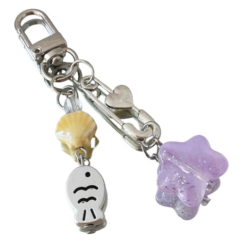 Pffiocix Cooler Handy-Charm, Seesterne, stilvolles Handy-Accessoire für Frauen, die Marine lieben, 8 cm, Gemischte Materialien von Pffiocix