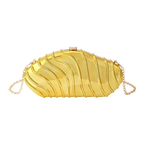 Pffiocix Elegante Acryl-Umhängetasche mit unregelmäßiger Muschel, Umhängetasche, Abendtasche, Party-Handtasche für besondere Anlässe, modische Party-Handtasche, gold, One Size von Pffiocix