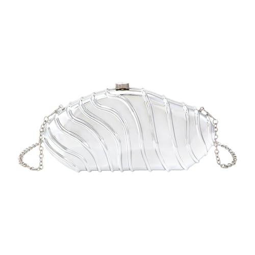 Pffiocix Elegante Acryl-Umhängetasche mit unregelmäßiger Muschel, Umhängetasche, Abendtasche, Party-Handtasche für besondere Anlässe, modische Party-Handtasche, silber, One Size von Pffiocix