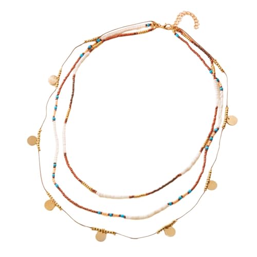 Pffiocix Mehrschichtiges Perlen-Halsketten-Set mit Muschelperlen, leicht, Mehrzweck-Schmuck, Geschenk, Muschel-Themen-Schmuck-Set von Pffiocix