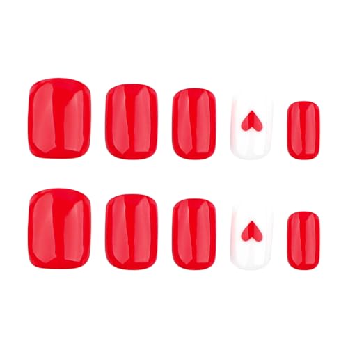 Pffiocix Romance Valentinstag Press on Nails Heart Falsche Nägel Set Einfach anzubringen und zu entfernen, Zubehör für Frauen Pffiocix Romance Valentinstag Press on Nails Heart Falsche Nägel Set Einfach anzubringen und zu entfernen, Zubehör für Frauen von Pffiocix