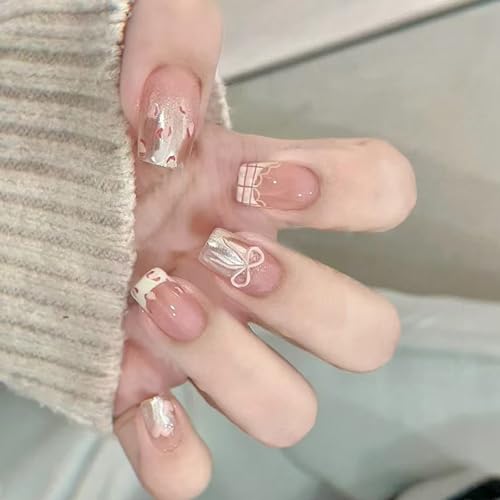 Pffiocix Valentinstag Mandel Press on Nails Winter Acryl Nägel Full Covers French Tips Falsche Nägel für Frauen Pffiocix Valentinstag Mandel Press on Nails Winter Acryl Nägel Full Covers French Tips Falsche Nägel für Frauen von Pffiocix