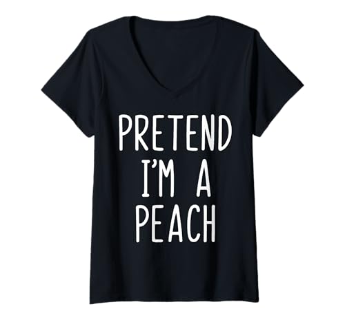 Damen Pretend I'm A Peach T-Shirt mit V-Ausschnitt von Pfirsich Obst Halloween Kostümparty