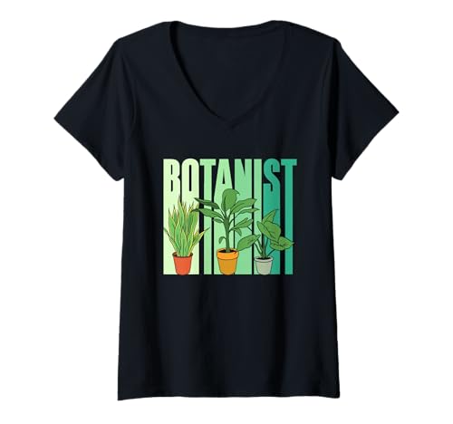 Damen Botanist Botaniker Pflanzen Botanik Blumen Botanikerin T-Shirt mit V-Ausschnitt von Pflanzenkunde Blumenladen Garten Botanik Gärtner