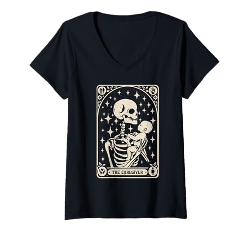 Damen Pflegerin Pflegefachkraft Pfleger Tarot Karte Halloween T-Shirt mit V-Ausschnitt Damen Pflegerin Pflegefachkraft Pfleger Tarot Karte Halloween T-Shirt mit V-Ausschnitt von Pflegekräfte Altenpflegerin Altenpflege