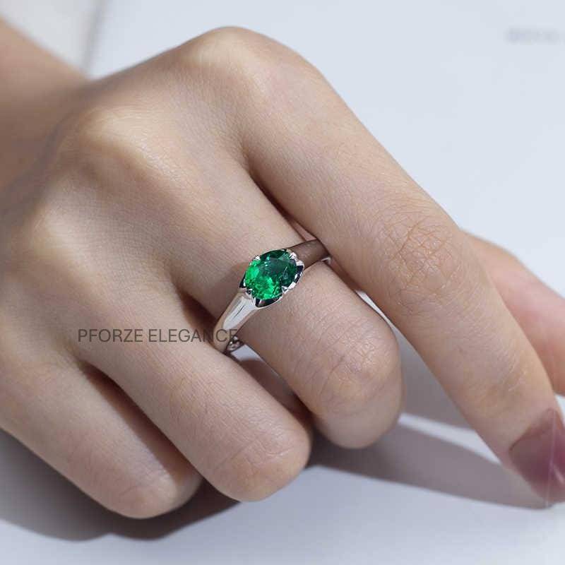 Smaragd Ring | Silber/Gold Marquise Form Natürlicher Horizontales Set Von Pforze Elegance von PforzeElegance