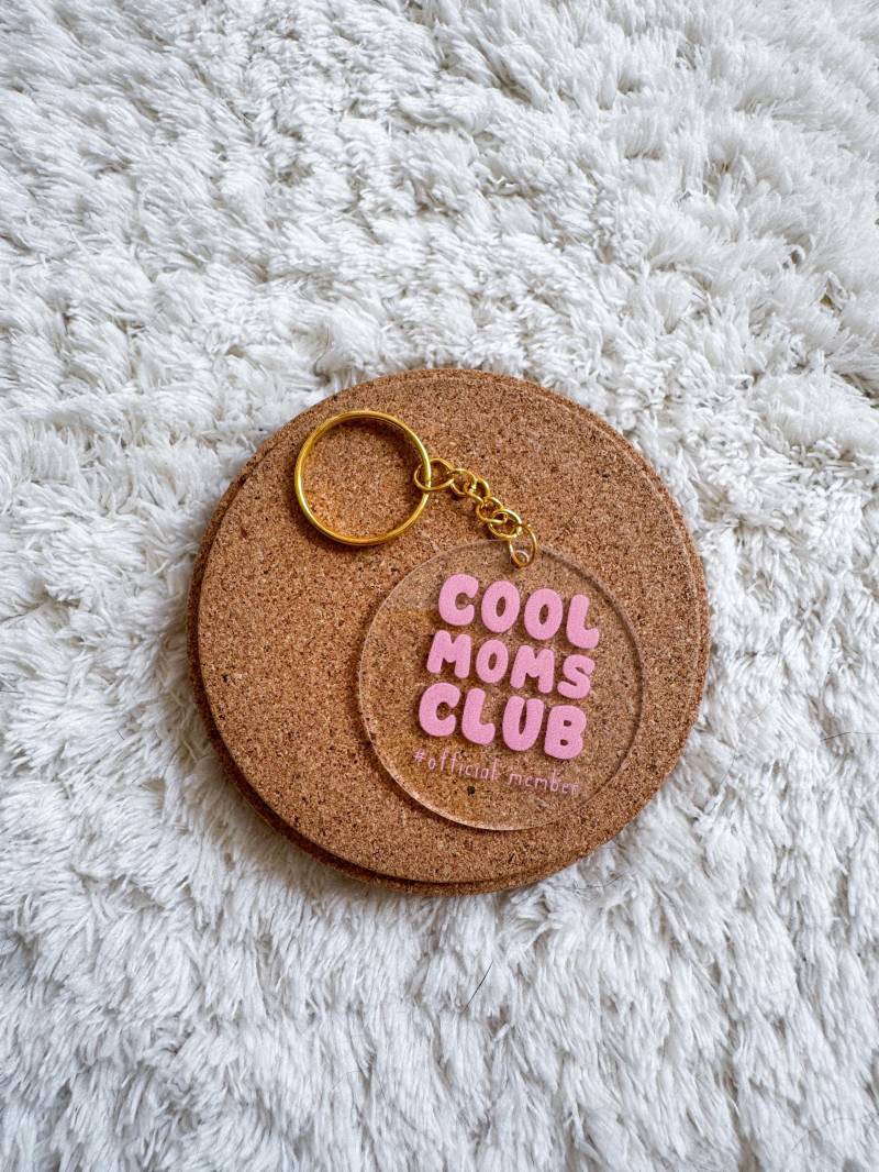 Schlüsselanhänger "Cool Moms Club" | Pink Dtf Folie Spruch Keychain Geschenk Für Freunde Runder Acryl von PfotenundToertchen