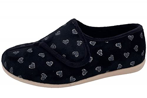 Pfüller Hausschuhe Damen mit Klettverschluss Herzchen Textil lose Einlage, Schwarz, EU 42 Pfüller Hausschuhe Damen mit Klettverschluss Herzchen Textil lose Einlage, Schwarz, EU 42 von Pfüller