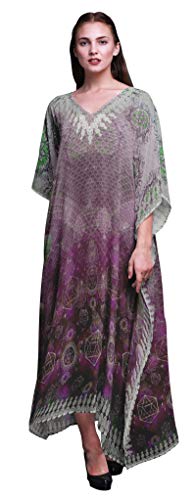 Phagun Angst Geometrie & Mond Galaxis der Lange Strandkaftan-Beachwearbikini der Frauen bedeckt Maxikleid-4X-5X von Phagun