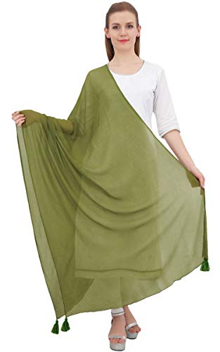 Phagun Ansatz-Verpackungs-Chiffon Tassel Sommer Dupatta Frauen lange Stola Schal-Grun von Phagun