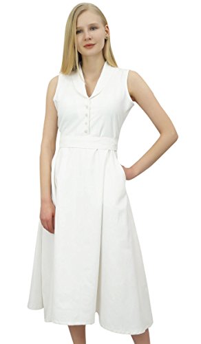 Phagun Armelloses festes Tunika-Midikleid fur lassige Damenkleider mit Knopfleiste vorne von Phagun