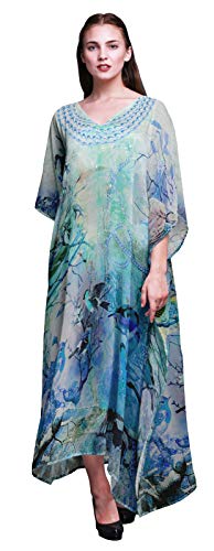 Phagun Bar Long Caftan Maxi Dress Beach Swimwear Cover up Womens Kaftan-XL-2X-3X von Phagun