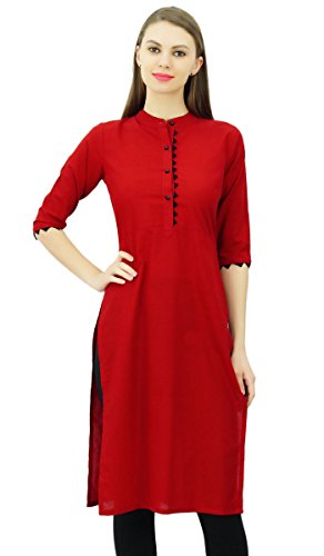 Phagun Baumwolle Plain Kurti Designer Tunika Stehkragen Ethnische Gelegenheits Kurta Bluse von Phagun