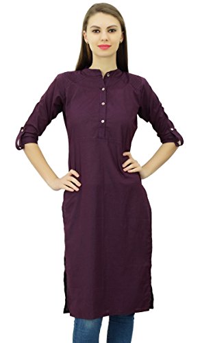 Phagun Baumwolle Plain Kurti Tunika Stehkragen Ethnische Gelegenheits Kurta Bluse von Phagun