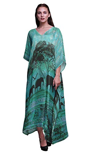 Phagun Elefant Dschungel Damen Plus Gruße Kaftan Sommer tragen Strand Coverup Kimono Kaftan-S-L von Phagun