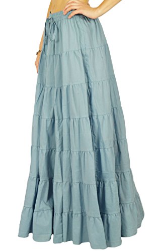 Phagun Fester Langer Maxi-Baumwollstrand-Abnutzungs-Rock für Frauen-elastische Taillen-Rock-Sommerabnutzung von Phagun