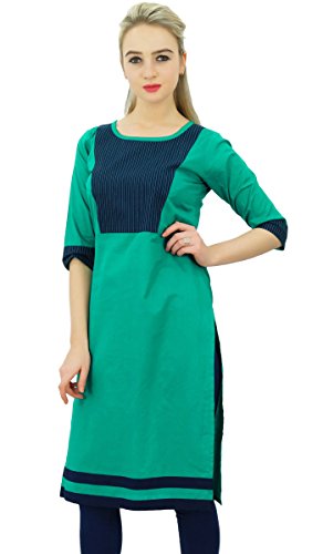 Phagun Frauen - Designer Gerade Grun Stetig Kurti Kurta Sommer Baumwolle Tunika - 54 von Phagun