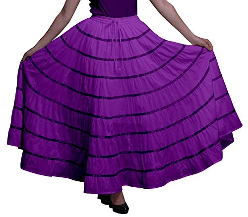 Phagun Frauen indische Kleidung Dark Purple Lange beiluufige Rock Maxi-Sommer-Abnutzungs-44 von Phagun