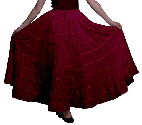 Phagun Frauen indische Kleidung Maroon Lange beiluufige Rock Maxi-Sommer-Abnutzungs-40 von Phagun