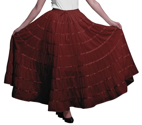 Phagun Frauen indische Kleidung Maroon Lange beiluufige Rock Maxi-Sommer-Abnutzungs-54 von Phagun