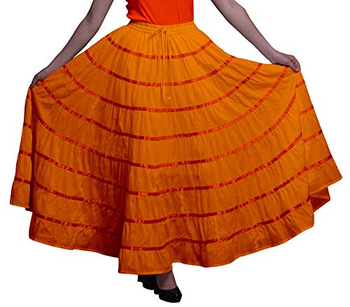 Phagun Frauen indische Kleidung-Orange Lange beiluufige Rock Maxi-Sommer-Abnutzungs-40 von Phagun