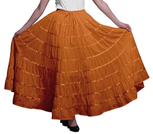 Phagun Frauen indische Kleidung-Orange Lange beiluufige Rock Maxi-Sommer-Abnutzungs-42 von Phagun