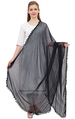 Phagun Indische Frauen Chiffon Dupatta Ansatz-Verpackungs-lange Stola Schal Chunni-Schwarz von Phagun