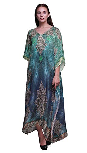 Phagun Pfau Feder Damen Kaftan Urlaub Loungewear Maxi Dress Strand vertuschen-XLu3X von Phagun