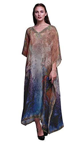 Phagun Pfau mughal Damen Plus Gruße Kaftan Sommer tragen Strand Coverup Kimono Kaftan-XL-3X von Phagun