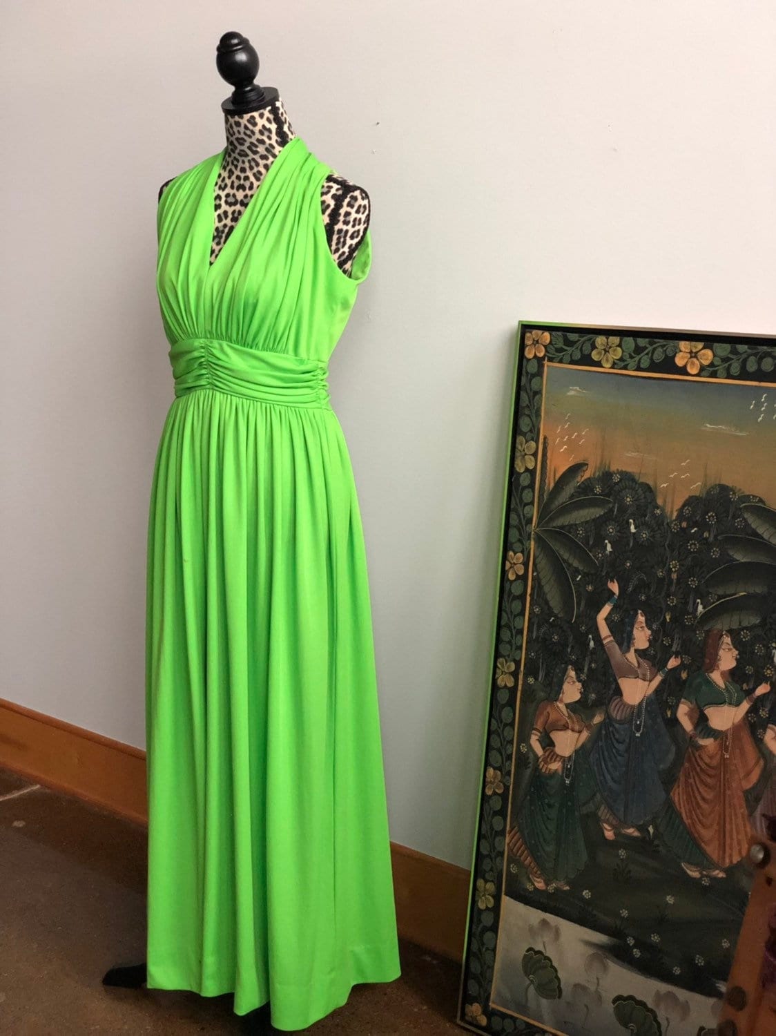 Vintage Grünes 1970Er Jahre Kleid Maxikleid Gr.s/M von PhantomLadyShop