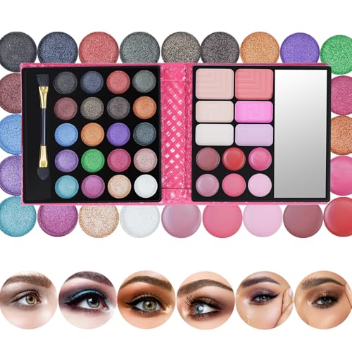 PhantomSky 32 Farben Lidschatten Palette, Glitzer Eyeshadow Palette Make Up Palette Make-up Paletten, Schminkpalette Make Up mit Lipgloss Concealer und Rouge von PhantomSky