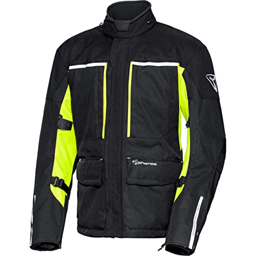 Pharao Motorradjacke mit Protektoren Motorrad Jacke Cedar WP Textiljacke schwarz/gelb XXL, Herren, Tourer, Ganzjährig von Pharao