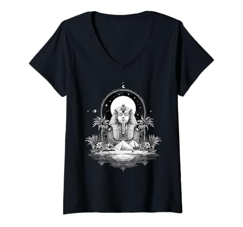 Damen Pharao König Tutanchamun | Ägypten Mythologie alt T-Shirt mit V-Ausschnitt Damen Pharao König Tutanchamun | Ägypten Mythologie alt T-Shirt mit V-Ausschnitt von Pharaoh King Tutankhamun Egyptian ancient Apparel