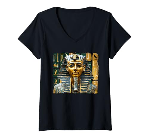Damen Pharao König Tutanchamun | Ägypten Mythologie alt T-Shirt mit V-Ausschnitt Damen Pharao König Tutanchamun | Ägypten Mythologie alt T-Shirt mit V-Ausschnitt von Pharaoh King Tutankhamun Egyptian ancient Apparel