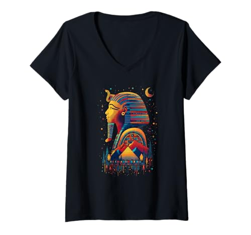 Damen Pharao König Tutanchamun | Ägypten Mythologie alt T-Shirt mit V-Ausschnitt Damen Pharao König Tutanchamun | Ägypten Mythologie alt T-Shirt mit V-Ausschnitt von Pharaoh King Tutankhamun Egyptian ancient Apparel