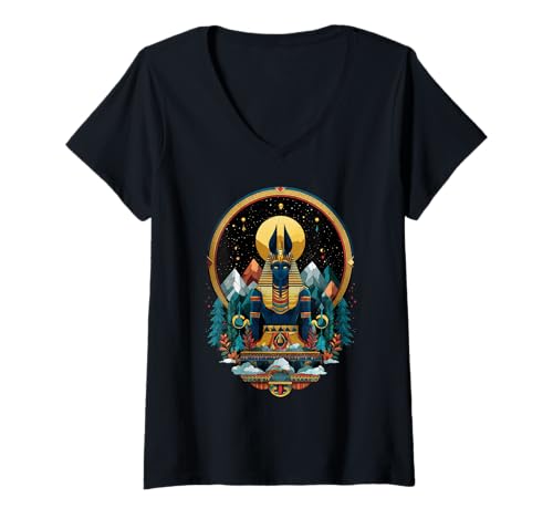Damen Pharao König Tutanchamun | Ägypten Mythologie alt T-Shirt mit V-Ausschnitt Damen Pharao König Tutanchamun | Ägypten Mythologie alt T-Shirt mit V-Ausschnitt von Pharaoh King Tutankhamun Egyptian ancient Apparel