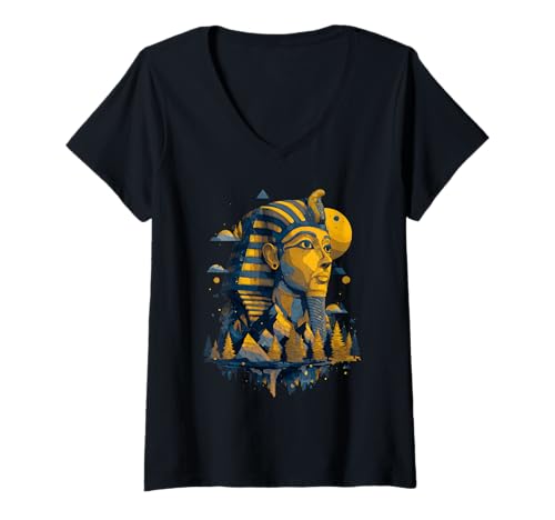 Damen Pharao König Tutanchamun | Ägypten Mythologie alt T-Shirt mit V-Ausschnitt Damen Pharao König Tutanchamun | Ägypten Mythologie alt T-Shirt mit V-Ausschnitt von Pharaoh King Tutankhamun Egyptian ancient Apparel