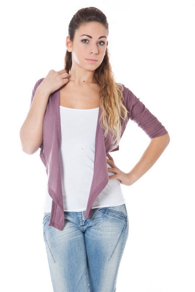 Phard Strickpullover Eleganter rosa Damen-Bolero mit langen Ärmeln und Logodetail von Phard