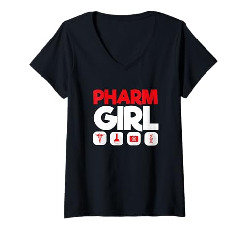 Damen Pharmacy Tech Pharmacy Student Apotheker Apotheker Apotheker Mädchen T-Shirt mit V-Ausschnitt von Pharm Girl Pharmacy Technician Gift