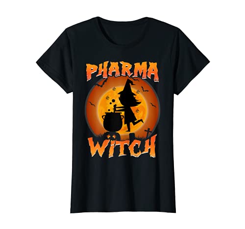 Damen pharma hexe apotheker gruselig apothekentechniker Halloween T-Shirt von Pharmacy Tech Halloween Apparel Co