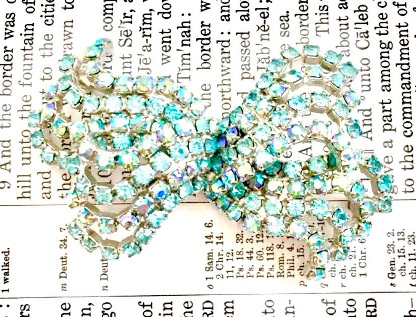 Vintage Brosche Blau Strass 1950Er Jahre Vintage Brosche Blau Strass 1950Er Jahre von PhatCatVintage
