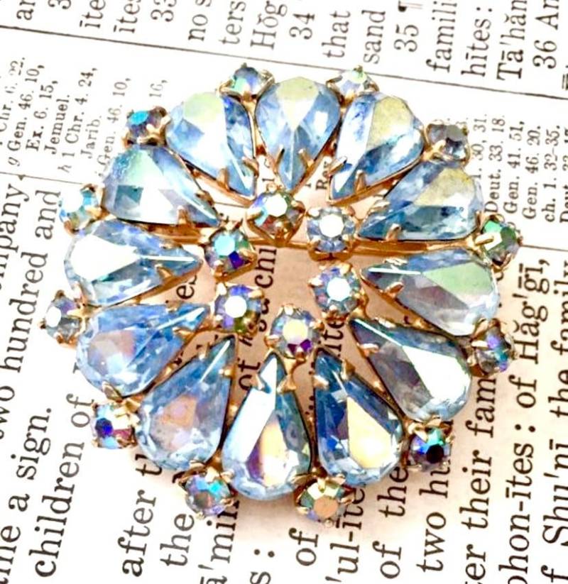 Vintage Brosche Blau Strass 1950Er Jahre Vintage Brosche Blau Strass 1950Er Jahre von PhatCatVintage