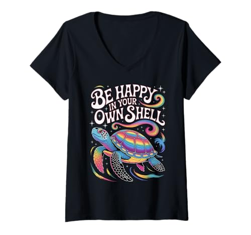 Damen Autismus-Bewusstsein Be Happy In Your Own Shell T-Shirt mit V-Ausschnitt von Pheezneek