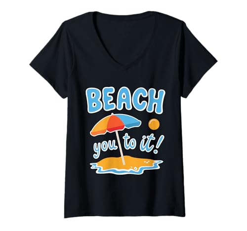 Damen Beach You to It Lustig T-Shirt mit V-Ausschnitt von Pheezneek