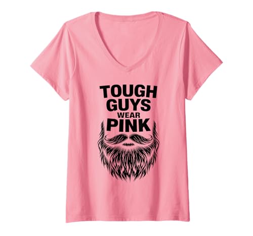 Damen Harte Jungs tragen Rosa T-Shirt mit V-Ausschnitt von Pheezneek