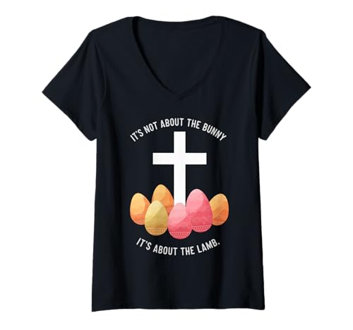Damen Ostern Es geht nicht um den Hasen, es geht um das Lamm T-Shirt mit V-Ausschnitt von Pheezneek