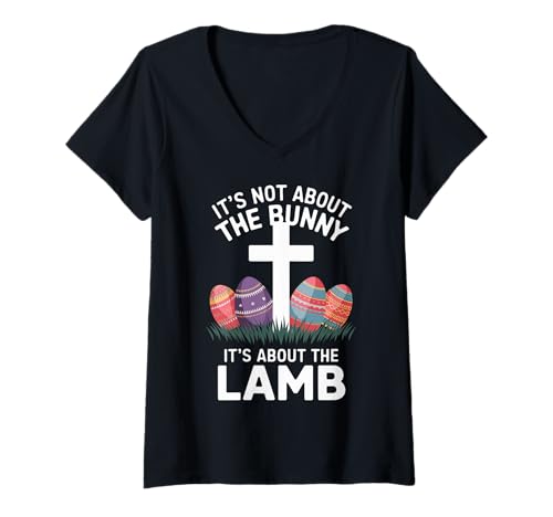 Damen Ostern Es geht nicht um den Hasen, es geht um das Lamm T-Shirt mit V-Ausschnitt von Pheezneek