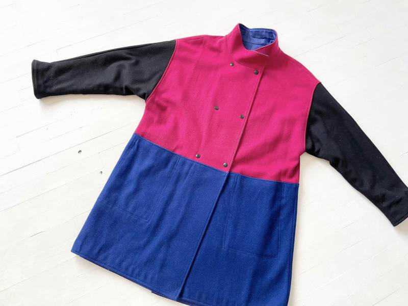 1980Er Jahre Colorblock Wollmantel von PhenixVintage